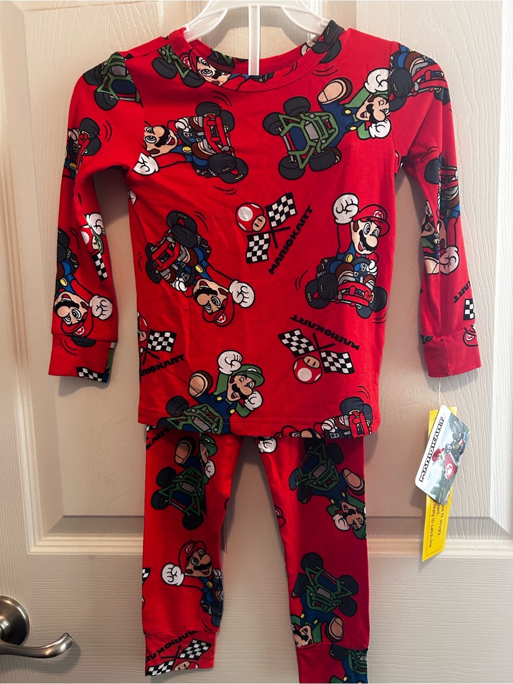 Red Kids Pajama Set with Racing Character Print - Brand: Nintendo